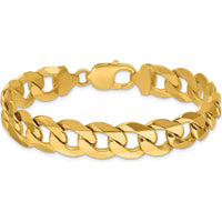 14K Yellow Gold 9-Inch Beveled Curb Chain Bracelet by Oro Pregiato