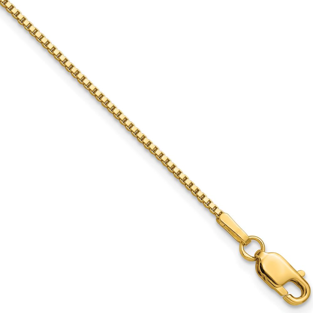 14K Yellow Gold 9-Inch Box Chain Anklet with Lobster Clasp by Oro Pregiato