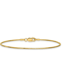 14K Yellow Gold 9-Inch Box Chain Anklet with Lobster Clasp by Oro Pregiato