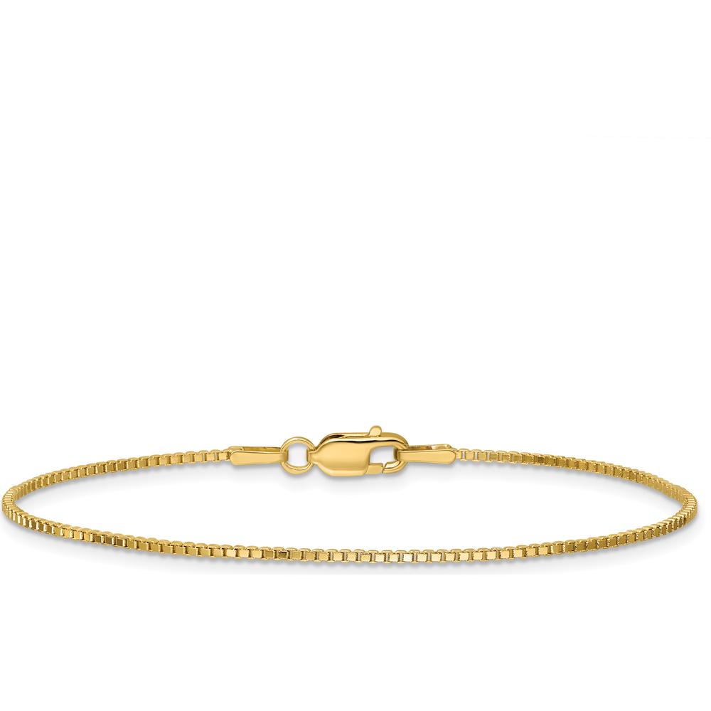 14K Yellow Gold 9-Inch Box Chain Anklet with Lobster Clasp by Oro Pregiato