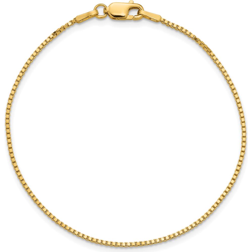 14K Yellow Gold 9-Inch Box Chain Anklet with Lobster Clasp by Oro Pregiato