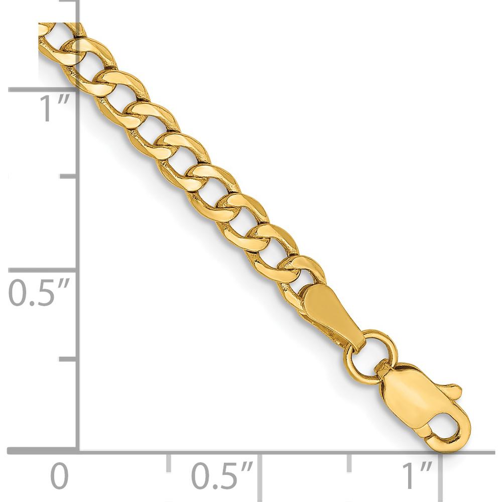 14K Yellow Gold 9-inch Curb Anklet with Lobster Clasp - Semi-Solid Design by Oro Pregiato