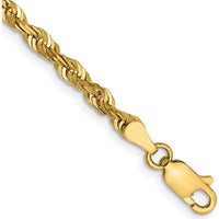 14K Yellow Gold 9-inch Diamond-Cut Rope Chain Bracelet - 4mm Width with Lobster Clasp by Oro Pregiato