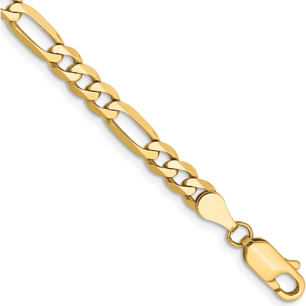 14K Yellow Gold 9-Inch Flat Figaro Chain Anklet - 4.75mm Width by Oro Pregiato
