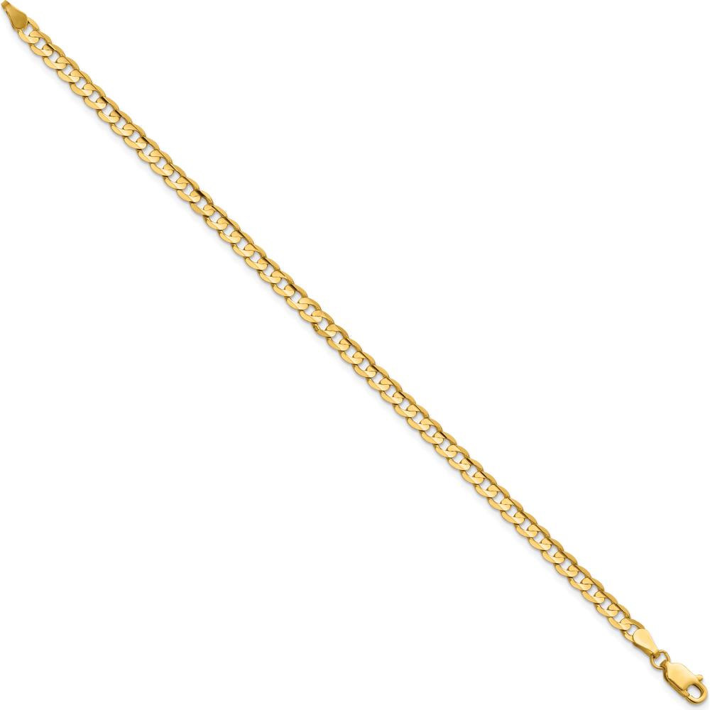 14K Yellow Gold 9-Inch Open Concave Curb Chain Anklet - Polished Finish by Oro Pregiato