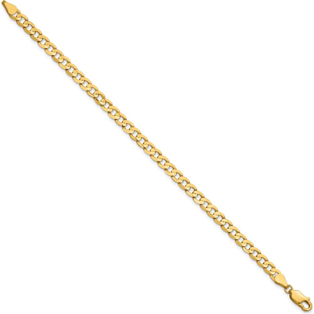 14K Yellow Gold 9-inch Open Concave Curb Chain Bracelet - 4.5mm Width by Oro Pregiato