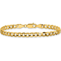 14K Yellow Gold 9-inch Open Concave Curb Chain Bracelet - 4.5mm Width by Oro Pregiato