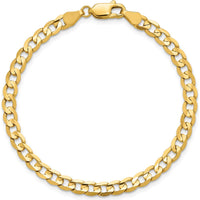14K Yellow Gold 9-inch Open Concave Curb Chain Bracelet - 4.5mm Width by Oro Pregiato
