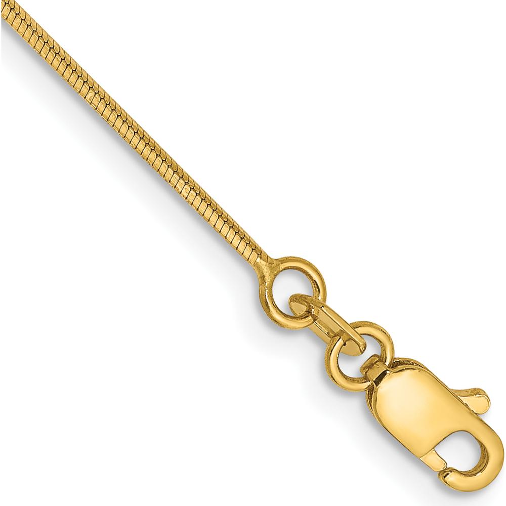 14K Yellow Gold 9" Octagonal Snake Anklet with Lobster Clasp by Oro Pregiato