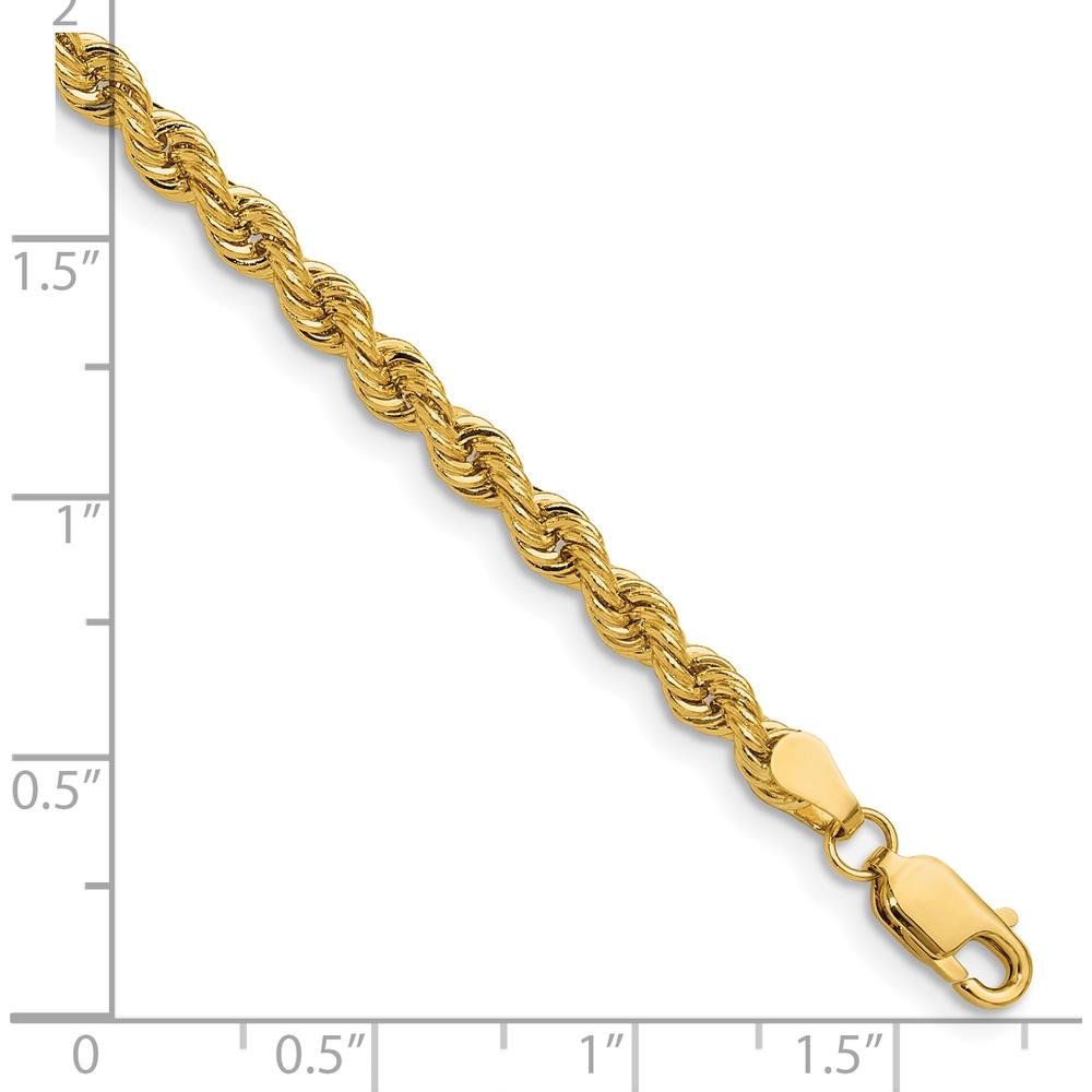 14K Yellow Gold 9" Regular Rope Anklet Chain - 3.8mm Width