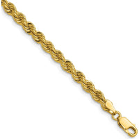 14K Yellow Gold 9" Rope Chain Anklet with Polished Finish - 4.2mm