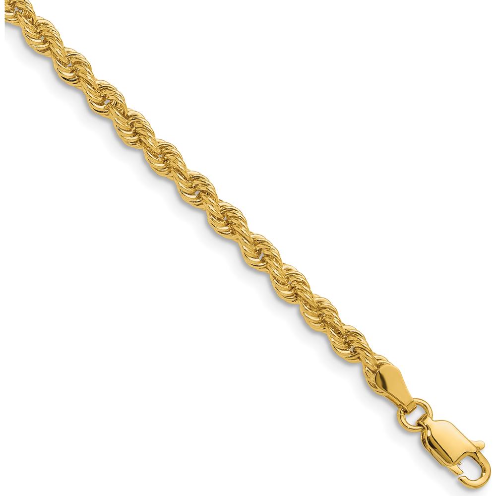 14K Yellow Gold 9" Rope Chain Bracelet - 3.3mm Width