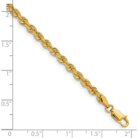 14K Yellow Gold 9" Rope Chain Bracelet - 3.3mm Width