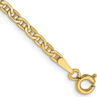 14K Yellow Gold 9" Semi-Solid Anchor Chain Anklet with Spring Ring Clasp by Oro Pregiato