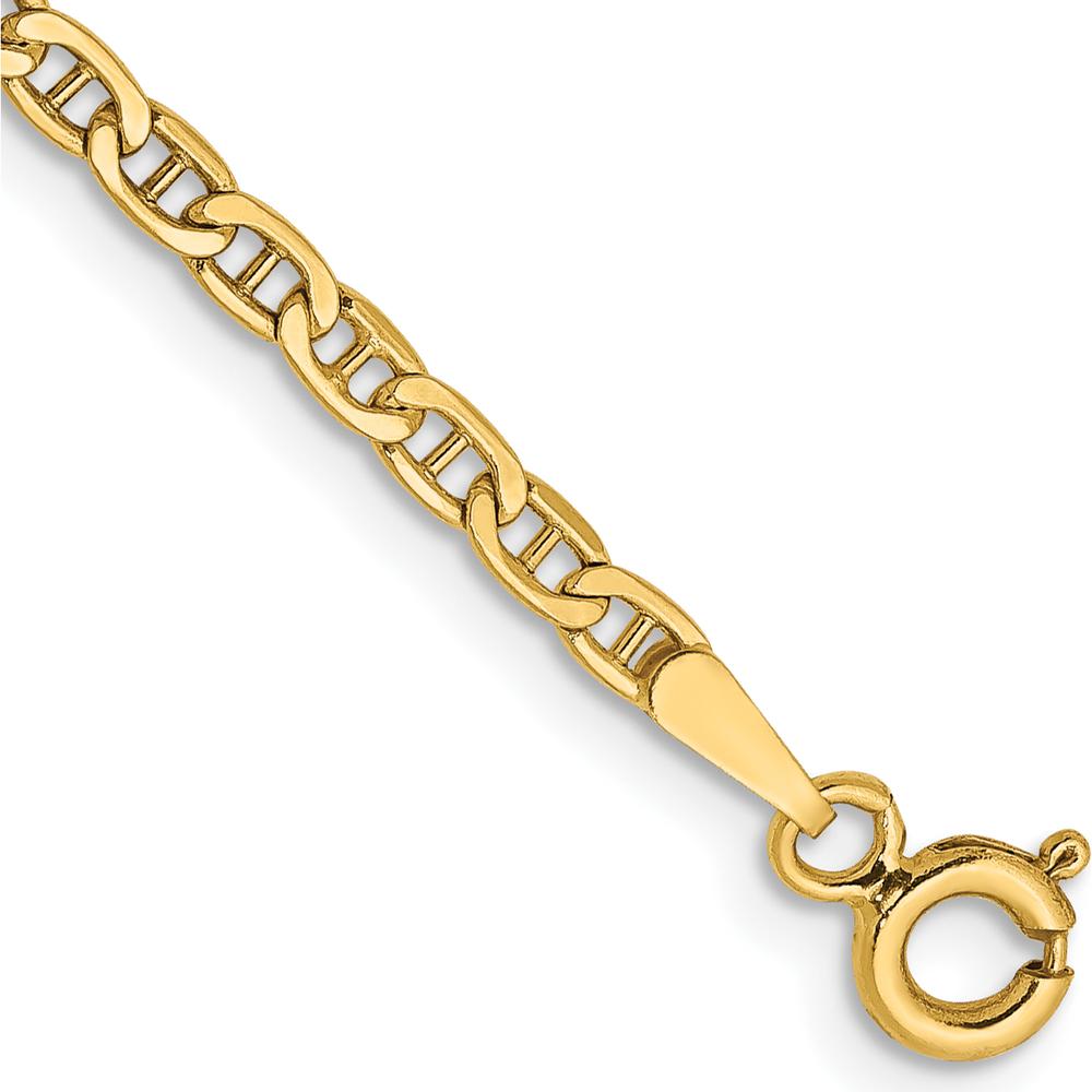 14K Yellow Gold 9" Semi-Solid Anchor Chain Anklet with Spring Ring Clasp by Oro Pregiato