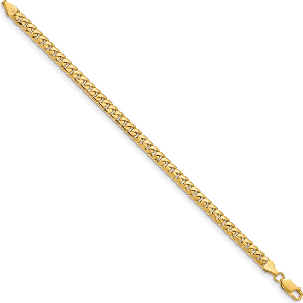 14K Yellow Gold 9" Solid Miami Cuban Link Bracelet with Lobster Clasp by Oro Pregiato