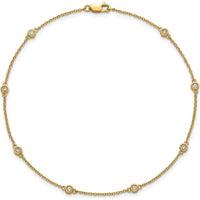 14K Yellow Gold 9" Station Anklet with Bezel-Set Diamonds - 1/5 Carat Total Diamond Weight by Oro Pregiato
