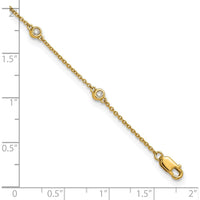 14K Yellow Gold 9" Station Anklet with Bezel-Set Diamonds - 1/5 Carat Total Diamond Weight by Oro Pregiato