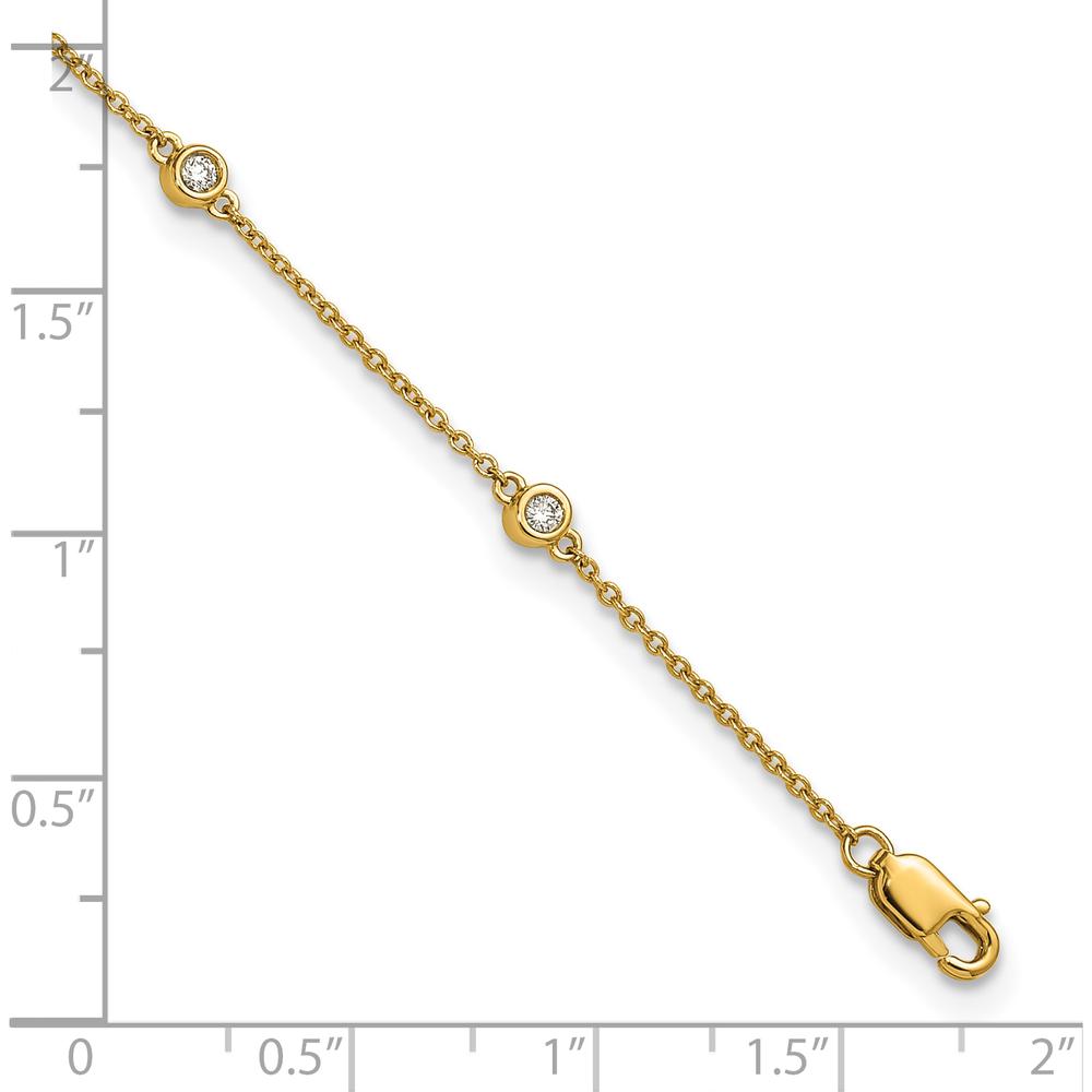 14K Yellow Gold 9" Station Anklet with Bezel-Set Diamonds - 1/5 Carat Total Diamond Weight by Oro Pregiato