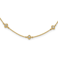 14K Yellow Gold 9-Station Diamond Quatrefoil Necklace with Round Cut Diamonds - 1/2 Carat Total Diamond Weight by Monteluci Fine Jewelry