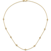 14K Yellow Gold 9-Station Diamond Quatrefoil Necklace with Round Cut Diamonds - 1/2 Carat Total Diamond Weight by Monteluci Fine Jewelry