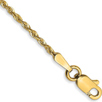 14K Yellow Gold 9" Ultra Diamond-Cut Rope Anklet with Lobster Clasp by Oro Pregiato