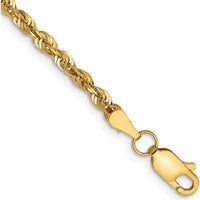 14K Yellow Gold 9" Ultra Diamond-Cut Rope Anklet with Lobster Clasp by Oro Pregiato