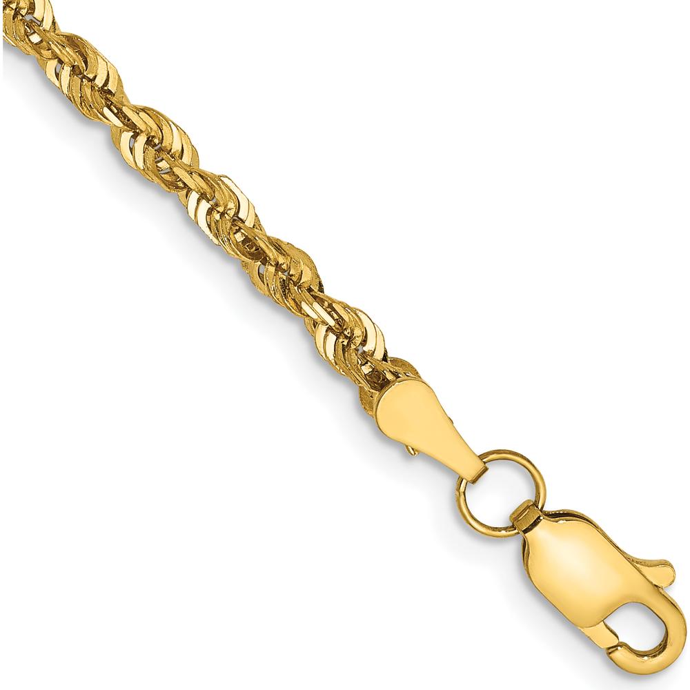 14K Yellow Gold 9" Ultra Diamond-Cut Rope Anklet with Lobster Clasp by Oro Pregiato