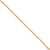 14K Yellow Gold 9" Ultra Diamond-Cut Rope Anklet with Lobster Clasp by Oro Pregiato