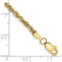 14K Yellow Gold 9" Ultra Diamond-Cut Rope Anklet with Lobster Clasp by Oro Pregiato