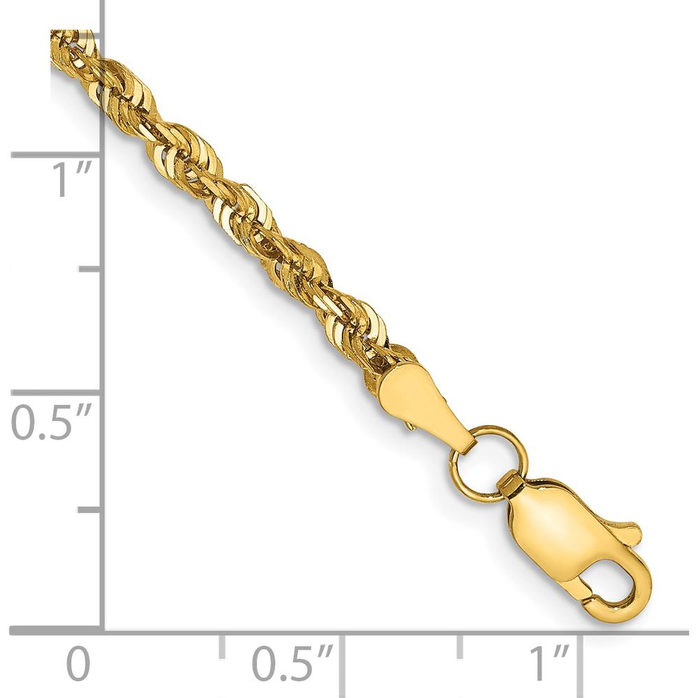 14K Yellow Gold 9" Ultra Diamond-Cut Rope Anklet with Lobster Clasp by Oro Pregiato