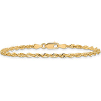 14K Yellow Gold 9" Ultra Diamond-Cut Rope Anklet with Lobster Clasp by Oro Pregiato