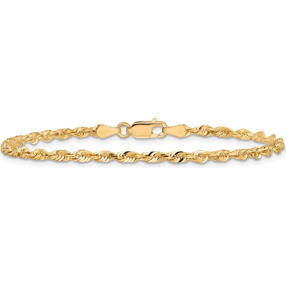 14K Yellow Gold 9" Ultra Diamond-Cut Rope Anklet with Lobster Clasp by Oro Pregiato