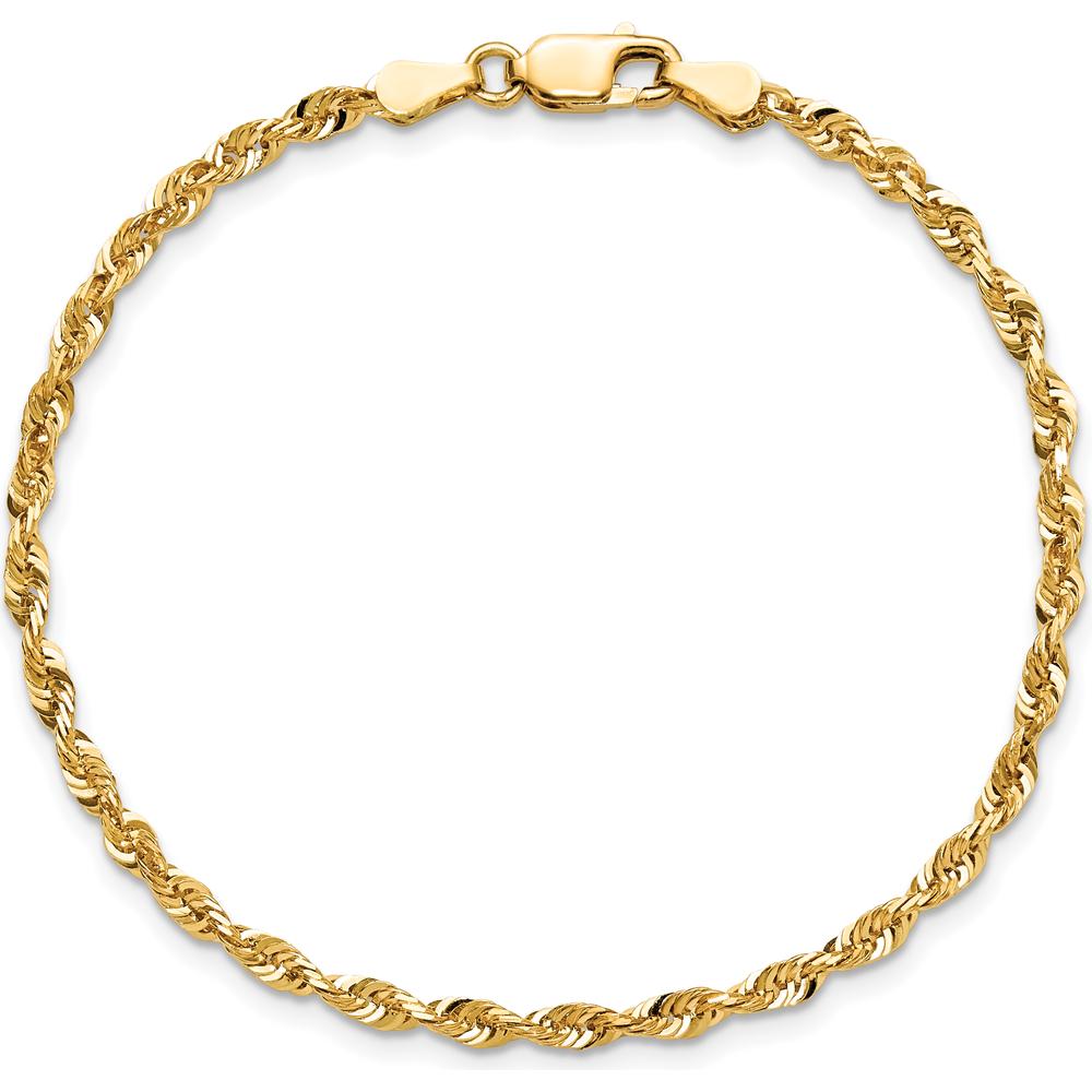 14K Yellow Gold 9" Ultra Diamond-Cut Rope Anklet with Lobster Clasp by Oro Pregiato