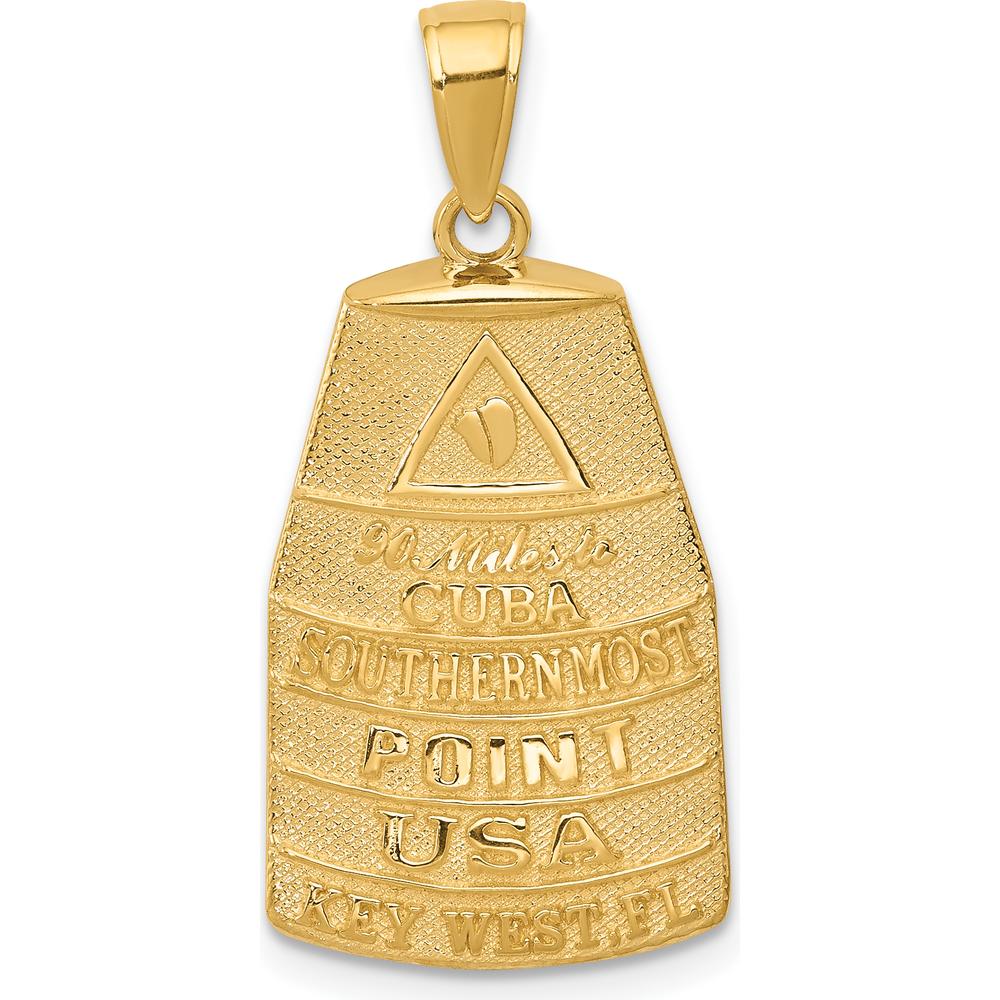 14K Yellow Gold 90 Miles to Cuba Southernmost Point Key West Pendant - Textured Design by Oro Pregiato