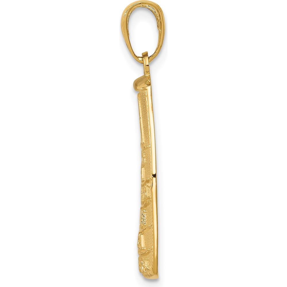 14K Yellow Gold 90 Miles to Cuba Southernmost Point Key West Pendant - Textured Design by Oro Pregiato