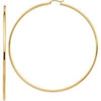 14K Yellow Gold 90mm Polished Lightweight Hoop Earrings - Classic Round Design by 0