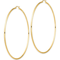 14K Yellow Gold 90mm Polished Lightweight Hoop Earrings - Classic Round Design by 0
