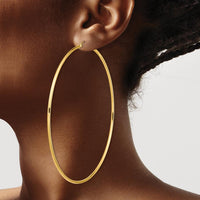 14K Yellow Gold 90mm Polished Lightweight Hoop Earrings - Classic Round Design by 0