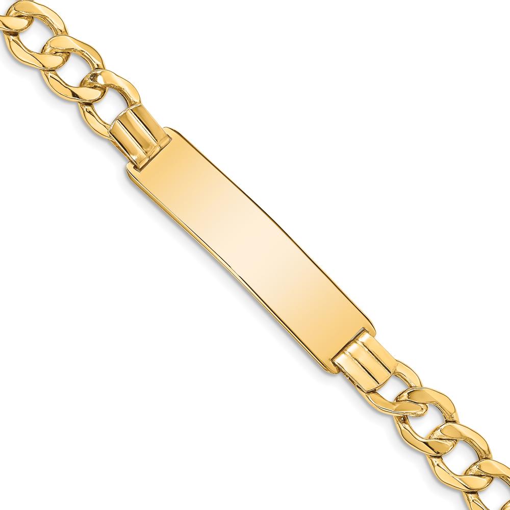14K Yellow Gold 9mm Curb Link ID Bracelet with Polished Solid Plate - 8 Inch by Oro Pregiato