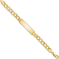 14K Yellow Gold 9mm Curb Link ID Bracelet with Polished Solid Plate - 8 Inch by Oro Pregiato