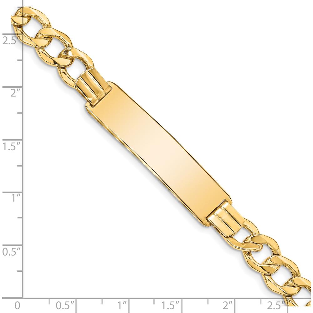14K Yellow Gold 9mm Curb Link ID Bracelet with Polished Solid Plate - 8 Inch by Oro Pregiato