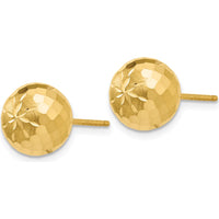 14K Yellow Gold 9mm Diamond-Cut Mirror Ball Post Earrings - Textured Finish by Monteluci Fine Jewelry