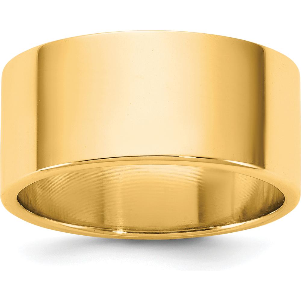 14K Yellow Gold 9mm Flat Band Wedding Ring - Engravable, Polished Finish by Luciano & Cie