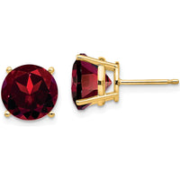 14K Yellow Gold 9mm Garnet Stud Earrings - 3.00 Carat Total Garnet Weight by Monteluci Fine Jewelry