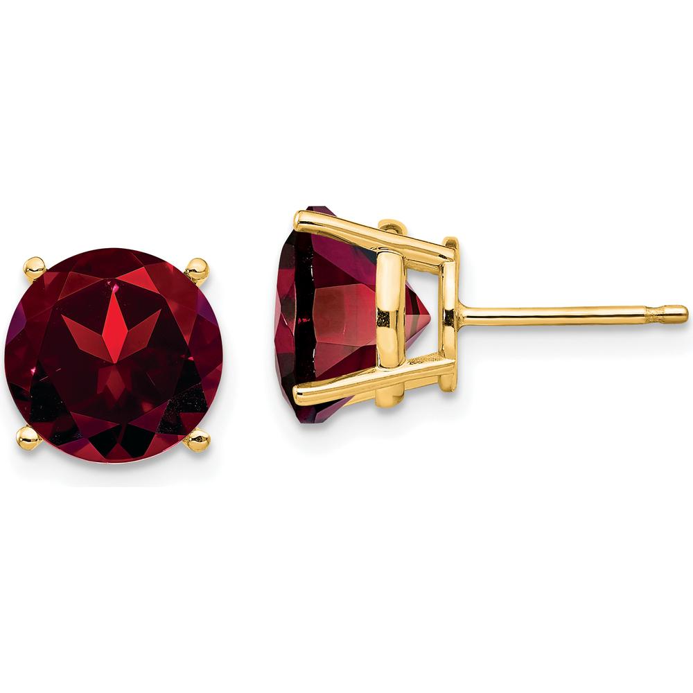 14K Yellow Gold 9mm Garnet Stud Earrings - 3.00 Carat Total Garnet Weight by Monteluci Fine Jewelry