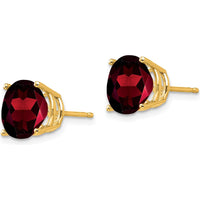 14K Yellow Gold 9mm Garnet Stud Earrings - 3.00 Carat Total Garnet Weight by Monteluci Fine Jewelry