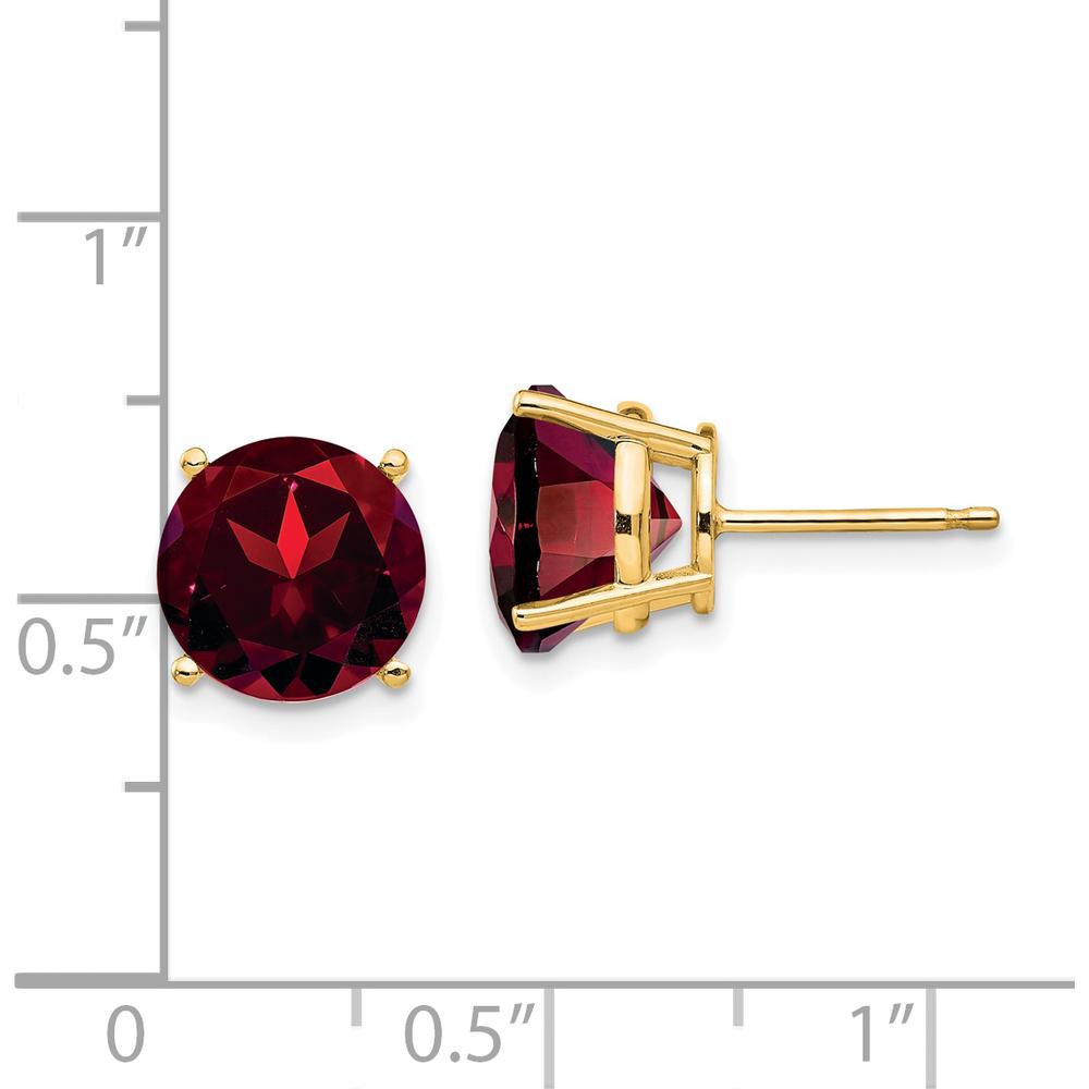 14K Yellow Gold 9mm Garnet Stud Earrings - 3.00 Carat Total Garnet Weight by Monteluci Fine Jewelry
