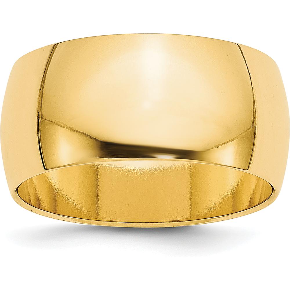 14K Yellow Gold 9mm Half Round Domed Wedding Band Ring - Engravable and Polished Finish by Luciano & Cie