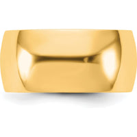 14K Yellow Gold 9mm Half Round Wedding Band with Polished Finish - Size 5 by Luciano & Cie